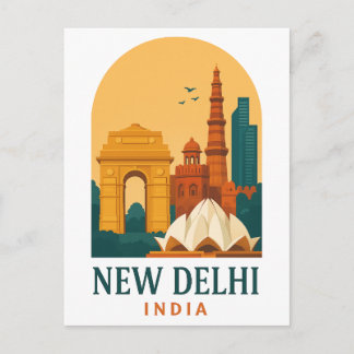 Vintage New Delhi India Reizen – Retro Feestdagenkaart