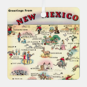 Vintage New Mexico Kaart Ornament