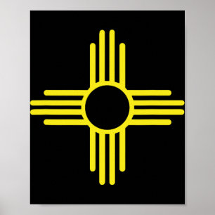 Vintage New Mexico Vlag Zia Zon Retro Versleten  Poster