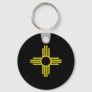 Vintage New Mexico Vlag Zia Zon Retro Versleten  Sleutelhanger