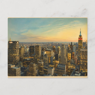 Vintage New York City Silhouet Zonsondergang Briefkaart