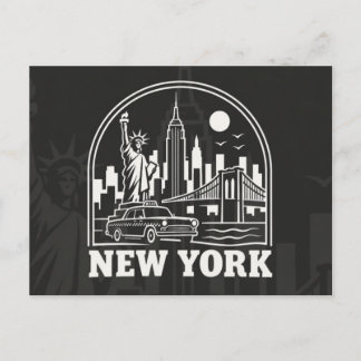 Vintage New York City Silhouette | Retro Reis . Feestdagenkaart