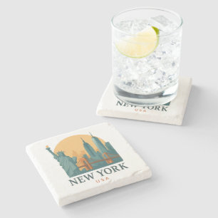 Vintage New York City Stenen Onderzetter   Minimaa