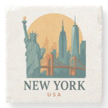 Vintage New York City Stone Coaster | Minimal 