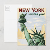 Vintage New York Invitations Vous Voyage Publicité (Devant / Derrière)