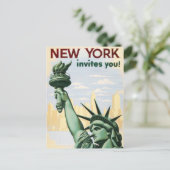 Vintage New York nodigt u uit om te reizen adverte Uitnodiging Briefkaart (Staand voorkant)