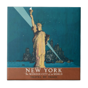 Vintage New York Wonder City Beeld van de Vrijheid Tegeltje