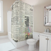 Vintage newspaper advertising douchegordijn (In situ)