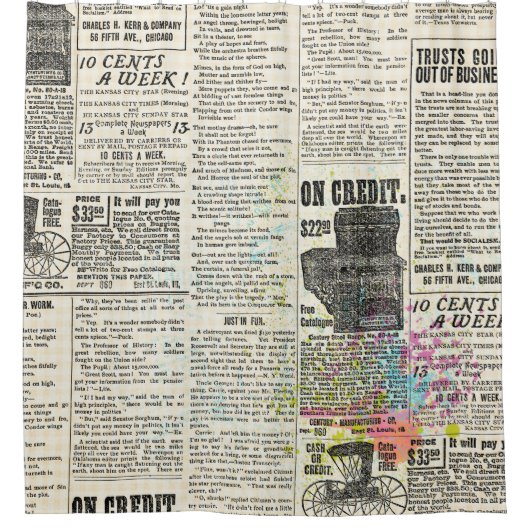 Vintage newspaper advertising douchegordijn (Voorkant)
