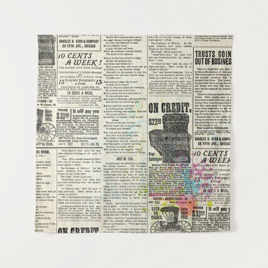 Vintage newspaper advertising wandkleed (Voorkant)
