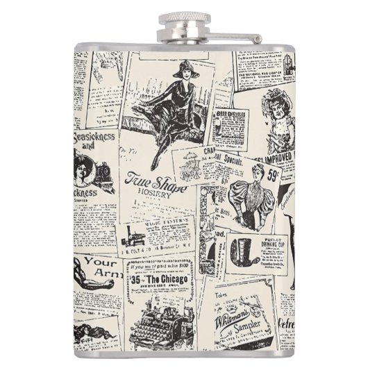 Vintage Newspaper Heupfles (Achterkant)