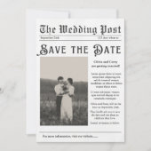 Vintage Newspaper Save the Date Wedding Invitation (Devant)