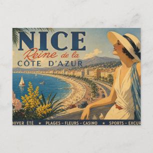 Vintage Nice Reine Cote D'Azur Briefkaart
