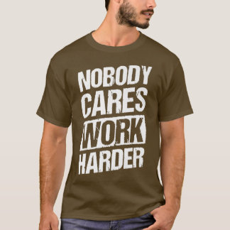 vintage niemand geeft om harder werken fitness mot t-shirt