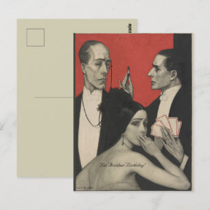 Vintage niet nog een verjaardagskunstvolk briefkaart