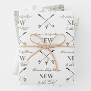 Vintage Nieuw bij de Club Neutrale Golf Baby Showe Inpakpapier Vel