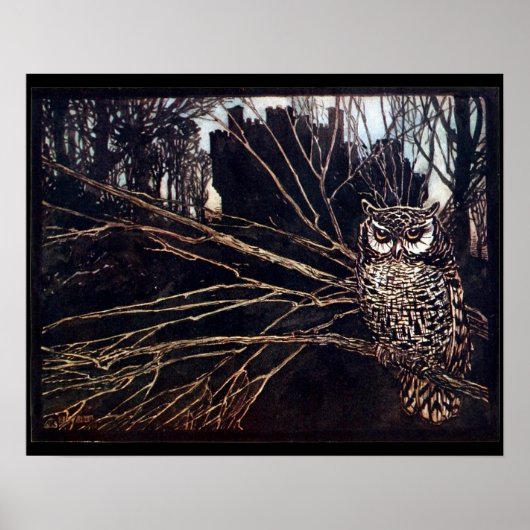 Vintage Night Owl Rackham Poster (Voorkant)