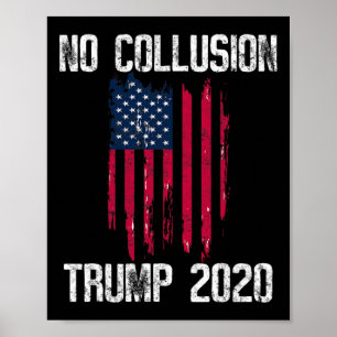 Vintage No Collusion T-shirt Usa Vlag Pro Trump T- Poster
