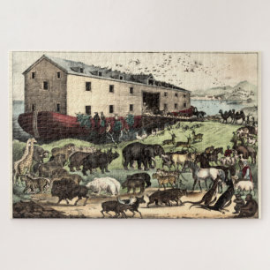 Vintage Noah's ark van Currier & Ives Poster Legpuzzel