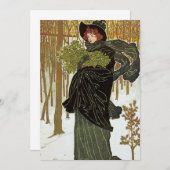 Vintage Noël Art Nouveau Scribners Invitation (Devant / Derrière)