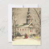 Vintage Noël, Church Snowscape Invitation (Devant)