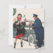 Vintage Noël, dame et policier Invitation (Devant)