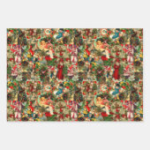 Vintage Noël emballage papier trio (Devant 3)