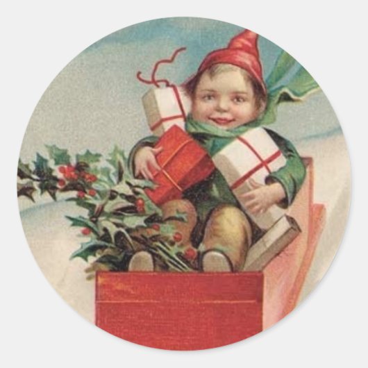 Vintage Noël Enfant présente Stickers (Devant)