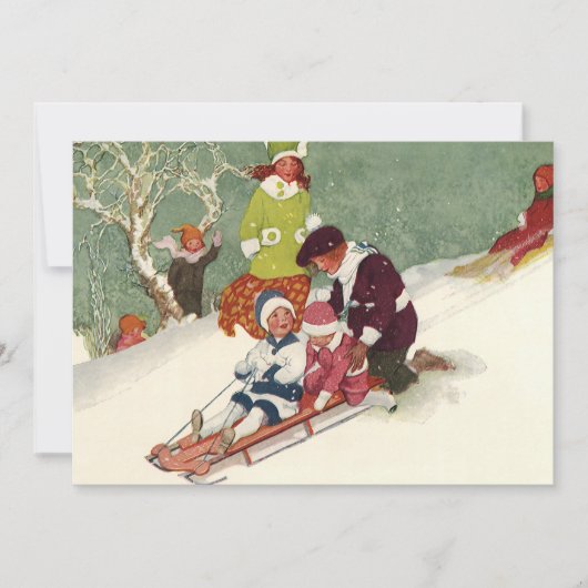 Vintage Noël, Enfants Dormir Invitation (Devant)