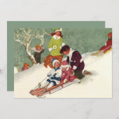 Vintage Noël, Enfants Dormir Invitation (Devant / Derrière)