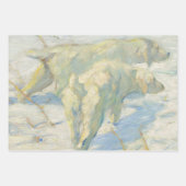 Vintage Noël Enveloppement Papier NEIGE CHIENS ARB (Devant 3)