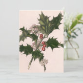 Vintage Noël, Holly et Berries Invitation (Debout devant)