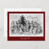 Vintage Noël Invitation - Chats de Wain (Devant / Derrière)
