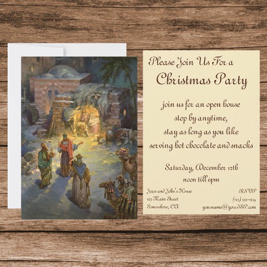 Vintage Noël Nativité Magi Invitation