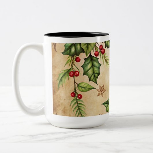 Vintage Noël Ornements Café Mug (Gauche)