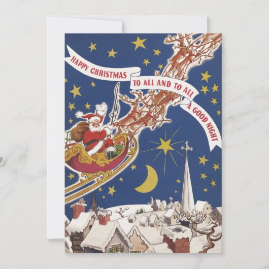Vintage Noël Père Noël en Sleigh Invitation (Devant)