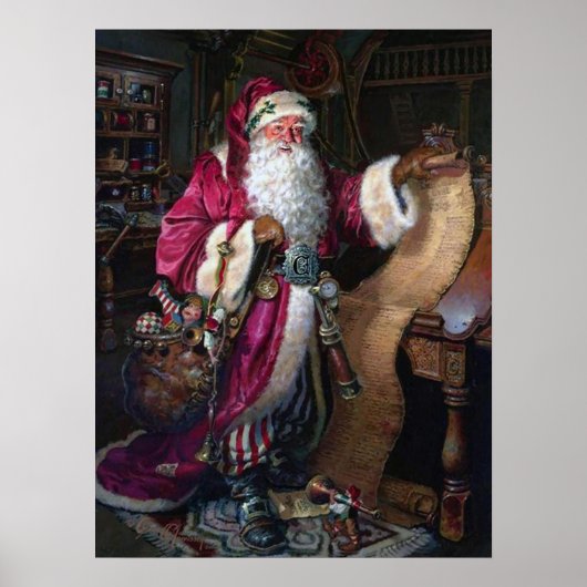 vintage Noël Père Noël Holiday Poster (Devant)