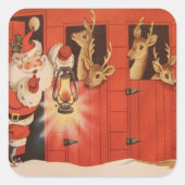 Vintage Noël Père Noël rennes Vacances autocollant (Devant)