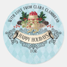 Vintage Noël pudding autocollant de Noël