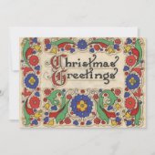 Vintage Noël salutations avec invitation frontière (Devant)