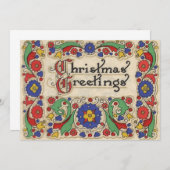 Vintage Noël salutations avec invitation frontière (Devant / Derrière)