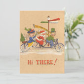 Vintage Noël, Santa Claus Bicycle Invitation (Debout devant)