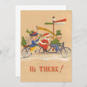 Vintage Noël, Santa Claus Bicycle Invitation (Devant / Derrière)