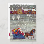 Vintage Noël, Santa Claus Sleigh Invitation (Devant / Derrière)