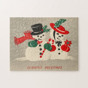 Vintage Noël Snowman Noël Puzzle