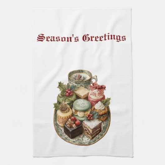 Vintage Noël Vacances Cuisine Serviette (Vertical)