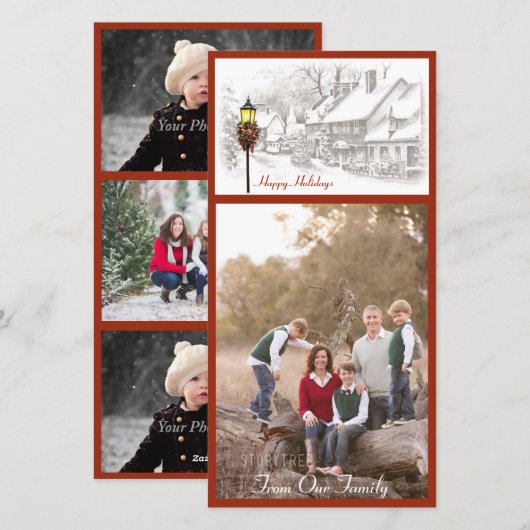 Vintage Noël Ville Carte photo (Devant / Derrière)