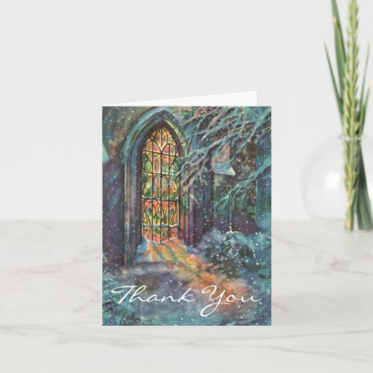 Vintage Noël Vitrail Vitrail Merci (Devant)