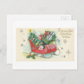 Vintage Noël "voeux de Noël" Carte à bascule (Devant / Derrière)