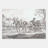 Vintage Noël Wrapping Papier COACH, SKATERS... (Devant)